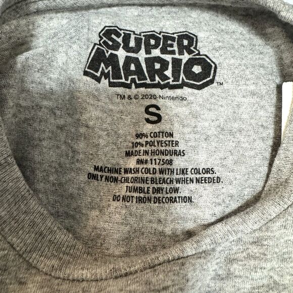 Super Mario "Lucky Charm" T shirt Nintendo Gray Size Small Gamer - Picture 4 of 5